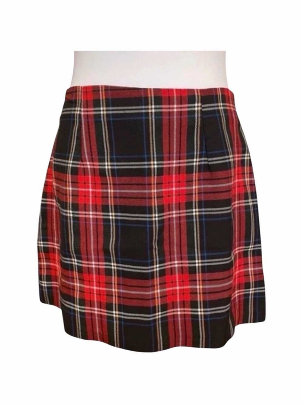 Vintage 90s Red Tartan Plaid Mini Skirt Size L Grunge Punk